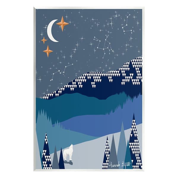 Stupell Industries Winter Night Landscape by Hannah Byatt 1-Piece Unframed Graphic Print Nature Poster Art Print 15 in. x 10 in.
