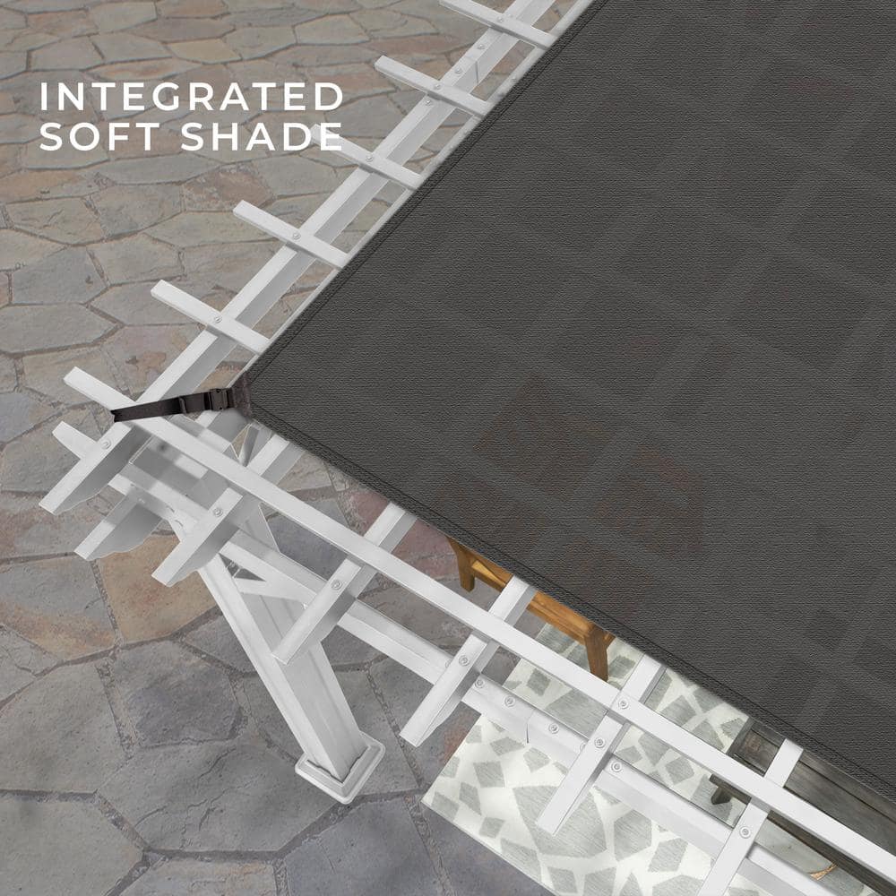 Hawthorne 12' x 10' White Steel Pergola with Canopy