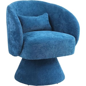 Modern Teal Linen Swivel Barrel Accent Arm Chair with 1-Pillow, (Set of 1)