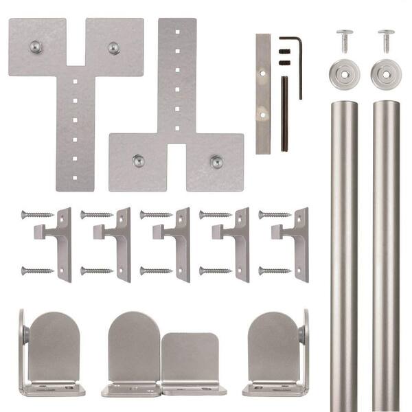 Quiet Glide Dually Satin Nickel Rolling Door Hardware Kit for 3/4 in. to 1-1/2 in. Door