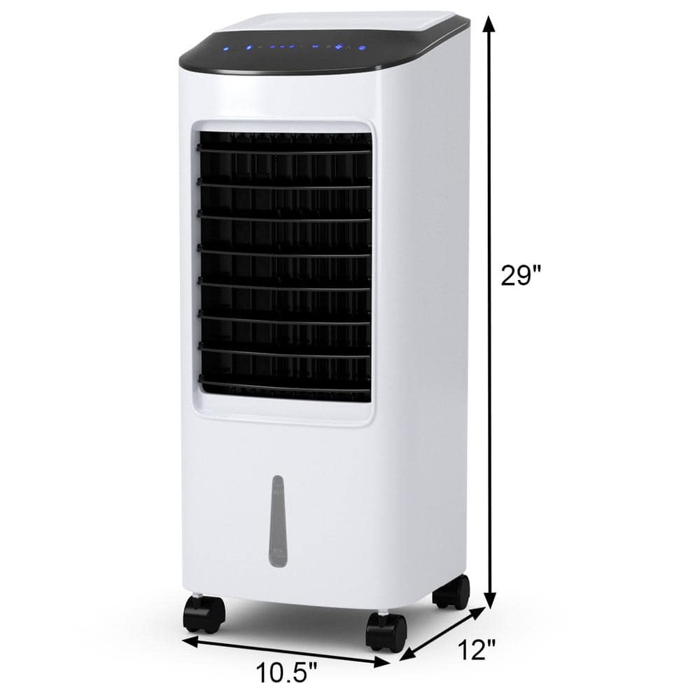 White 10.5-Inch Portable Floor Fan with Remote Control