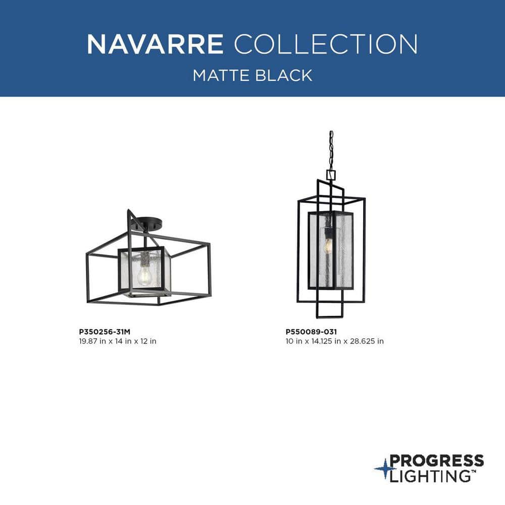 Matte Black Glass Outdoor Semi Flush Mount Light