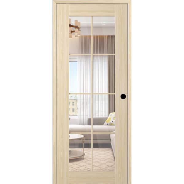 Vona 8 Lite DIY-Friendly 32 in. x 80 in. Left-Handed Clear Glass Loire Ash Composite Single Prehung Interior Door