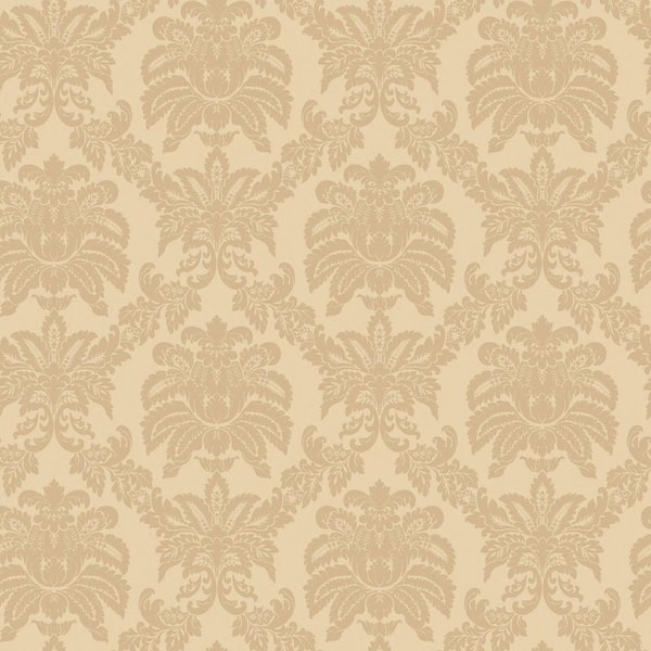 The Wallpaper Company 56 sq. ft. Beige Sweeping Damask Wallpaper