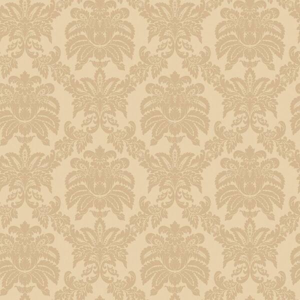 The Wallpaper Company 8 in. x 10 in. Beige Sweeping Damask Wallpaper Sample