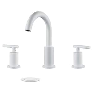 8 in. Widespread 2 Handle Bathroom Faucet in White