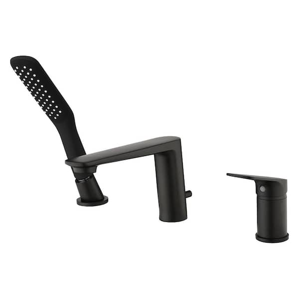 Boyel Living Modern Waterfall Bath Tub Faucet with Hand-Held Shower in Matte Black