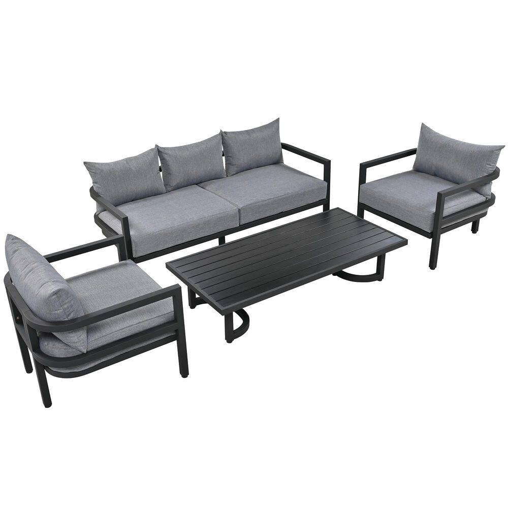Steel Outdoor Patio Conversation Set with Coffee Table and Gray Cushions price history on PriceWatchPro