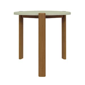 Gales 18.11 in. Pistachio Green Mid-Century Modern Round MDF End Table with Solid Wood Legs