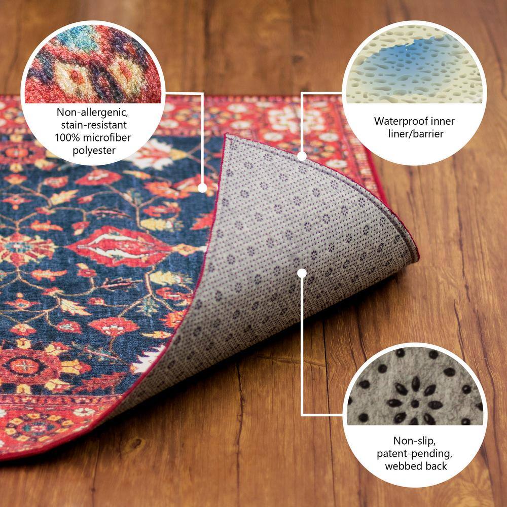 Easy-Care Gray Synthetic 10' Washable Flatweave Runner Rug