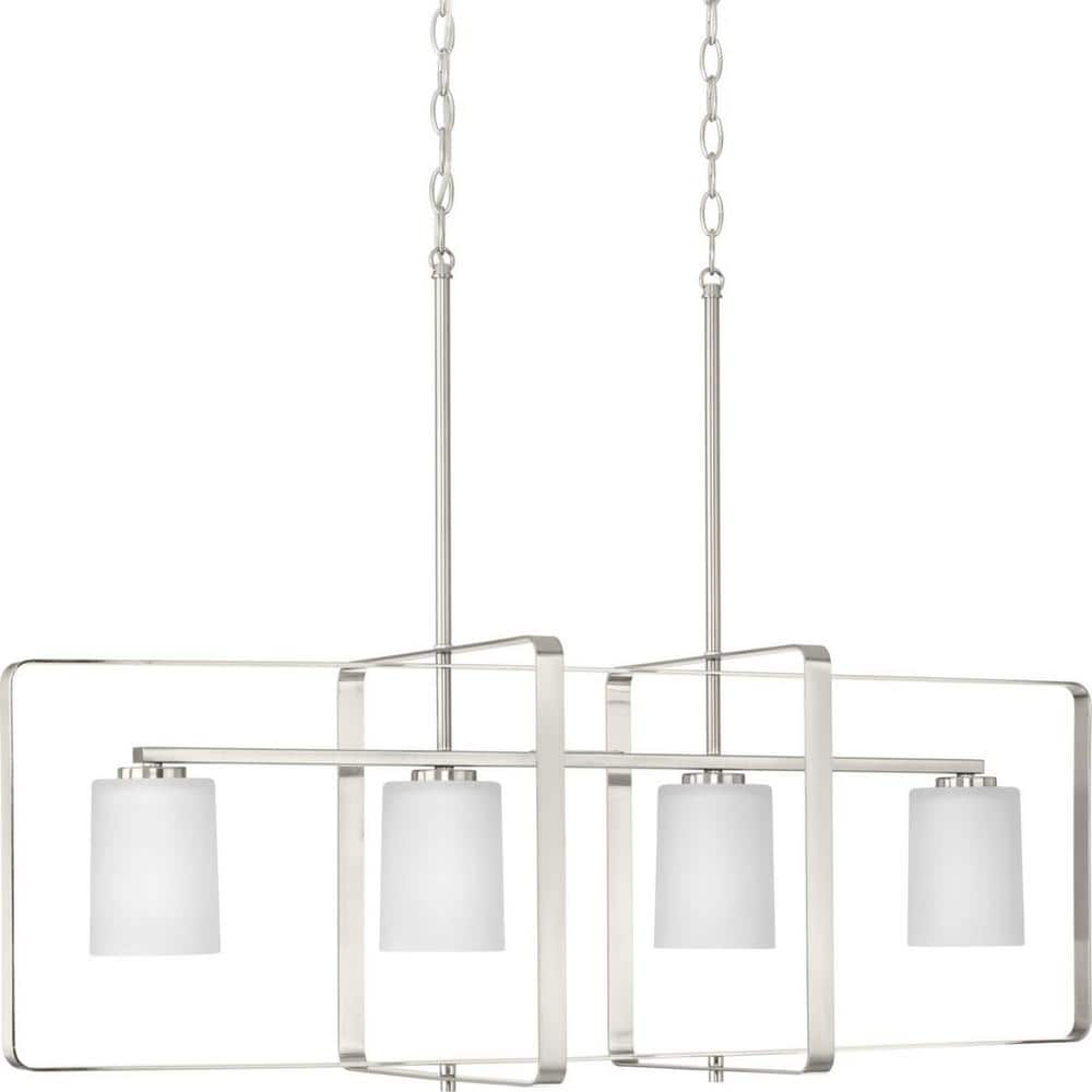 League 42'' Brushed Nickel Modern Farmhouse Chandelier with Etched Glass