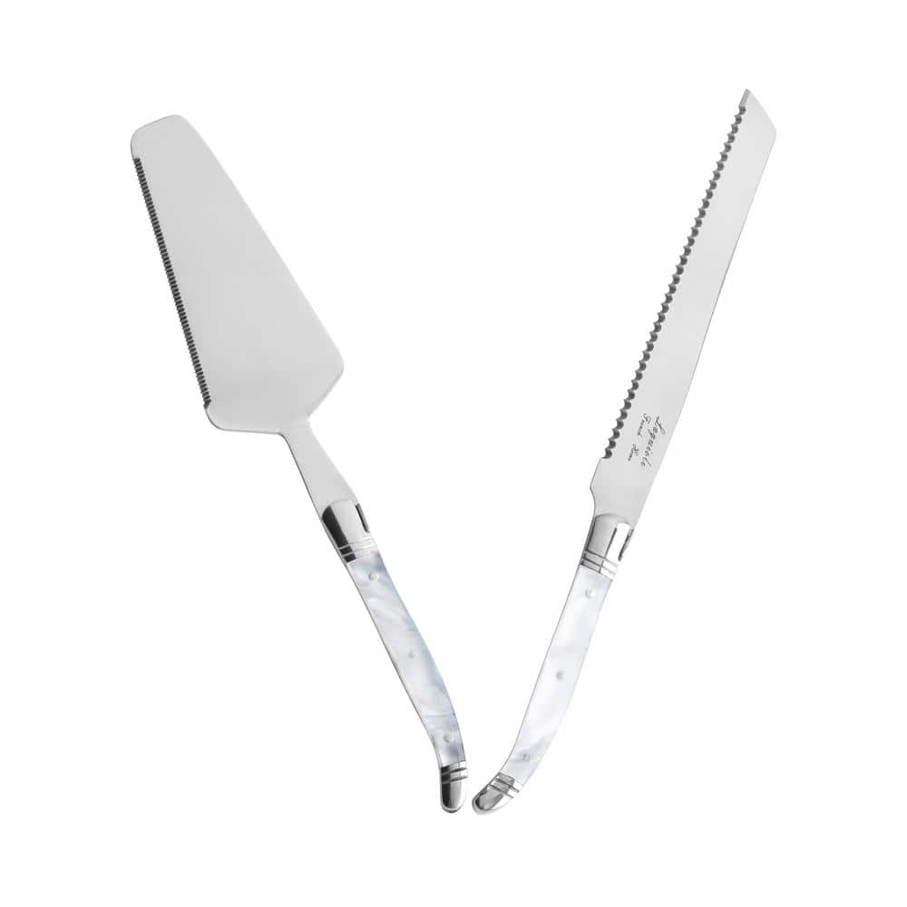 French Home Laguiole Connoisseur 2-Piece Cake and Pie Server Set with Pearl White Handles (Set of 2)