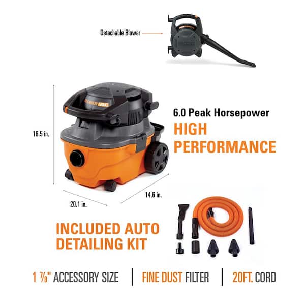 RIDGID 4 Gal. 5.0-Peak HP Portable Wet/Dry Shop Vacuum with Filter, Hose,  Accessories and Premium Car Cleaning Kit – Monsecta Depot