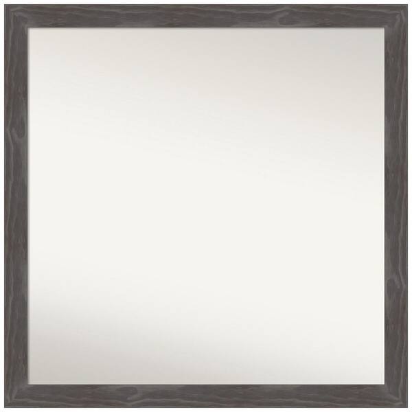 Amanti Art Woodridge Rustic Grey 29 in. W x 29 in. H Non-Beveled Wood Bathroom Wall Mirror in Gray