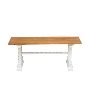 Farmhouse 44.88 in. Brown and White Rectangle Wood Coffee Table