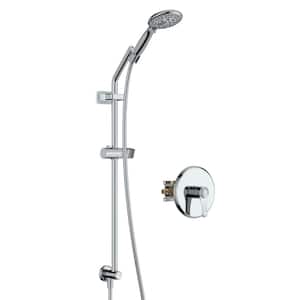 5-Spray Patterns with 4 in. Round Wall Bar Shower Kit with High Pressure Hand Shower in Chrome (Valve Included)