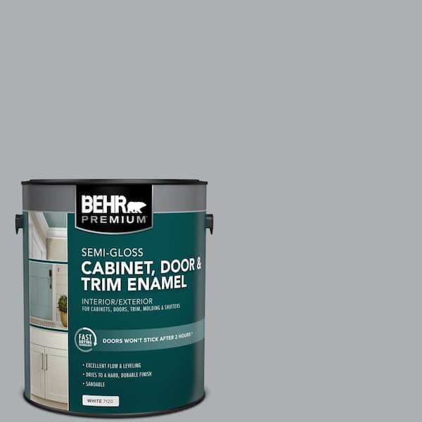 BEHR PREMIUM 1 gal. #AE-50 Gray Cast Semi-Gloss Enamel Interior/Exterior Cabinet, Door & Trim Paint