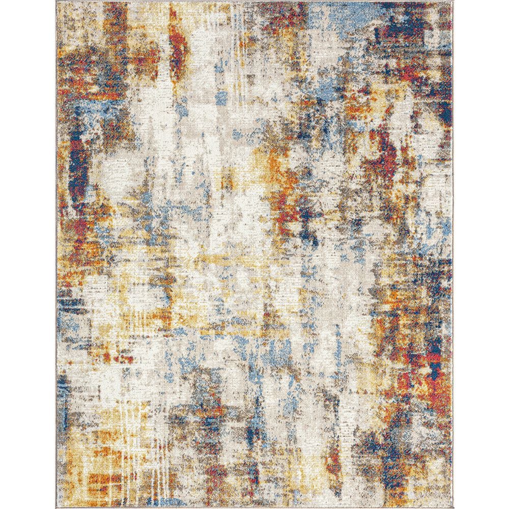 Tayse Rugs Chelsea Multi-Color 7 ft. x 9 ft. Abstract Indoor Area