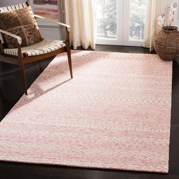 Micro-Loop Pink/Ivory Doormat 3 ft. x 4 ft. Distressed Tribal Area Rug