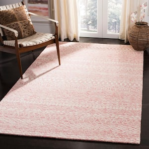 Micro-Loop Pink/Ivory 5 ft. x 5 ft. Distressed Tribal Square Area Rug