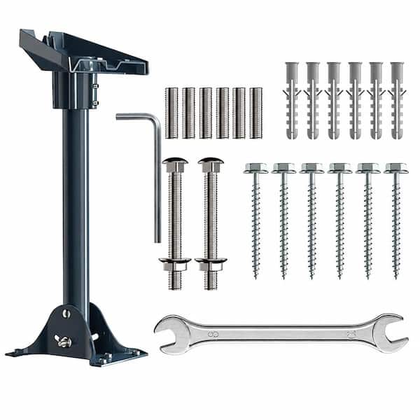 15.7 Inch Adjustable Steel Roof Mount Pivot Pole Heavy Duty Pipe Base Compatible Standard Satellite Dish Outdoor Mount