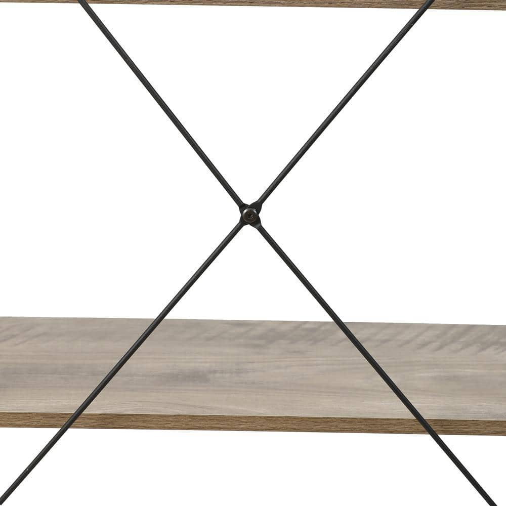 Black Metal and Wood 4-Shelf Ladder Bookcase