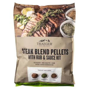 Limited Edition Steak Blend All-Natural Wood Grilling Pellets with Steak Rub and Chimichurri Sauce Kit