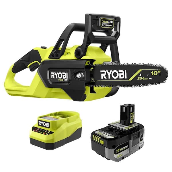 RYOBI ONE+ HP 18V Brushless 10 in. Cordless Battery Chainsaw with