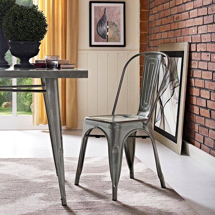 Gunmetal High Back Metal Side Chair