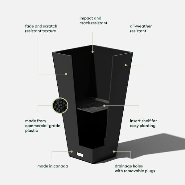 Veradek Midland Tall Square Planter, Black Veradek Midland Tall Square Planter, Black