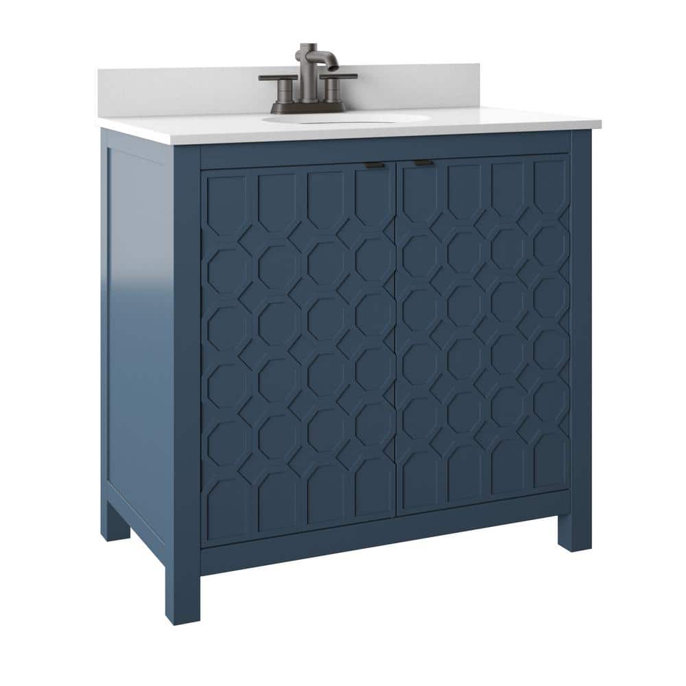 Franklin Blue MDF Single Vanity with White Ceramic Sink