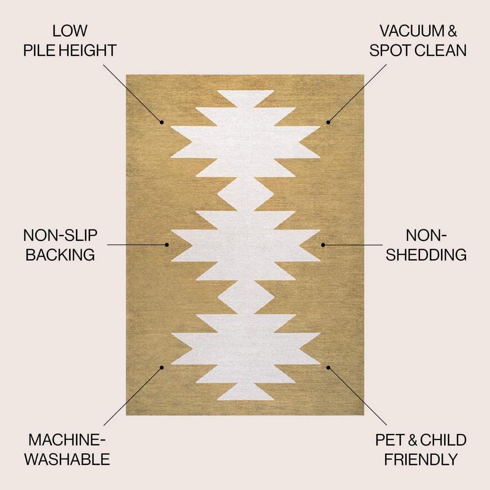 Chayton 8' x 10' Yellow and Cream Geometric Washable Area Rug