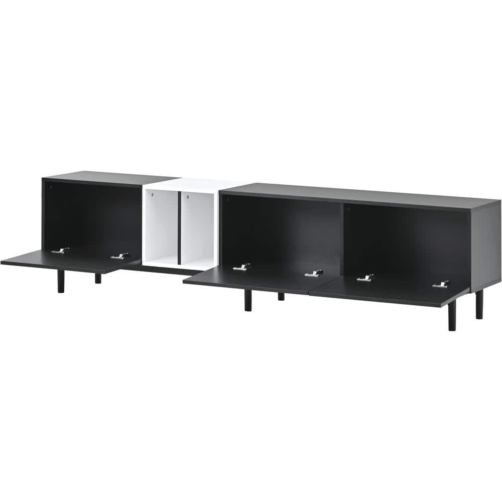 76.8 in. W x 15 in. D x 18.9 in. H Black Bathroom Linen Cabinet