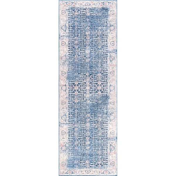 Fernanda Faded Persian Area Blue 3 ft. x 10 ft. Indoor Runner Rug