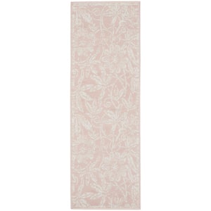 Whimsicle Pink 2 ft. x 8 ft. Floral Contemporary Kitchen Runner Area Rug