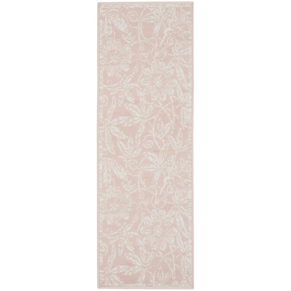 Nourison Whimsicle Pink 2 ft. x 8 ft. Floral Contemporary Kitchen Runner Area Rug