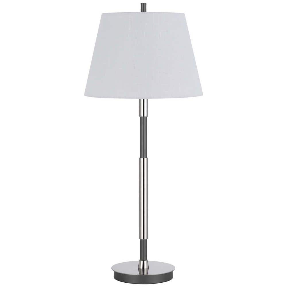 30 Height Chrome/Silver Grey Metal Table Lamp with Fabric Shade