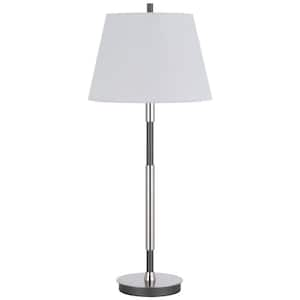 30" Height Chrome/Silver Grey Metal Table Lamp with Fabric Shade