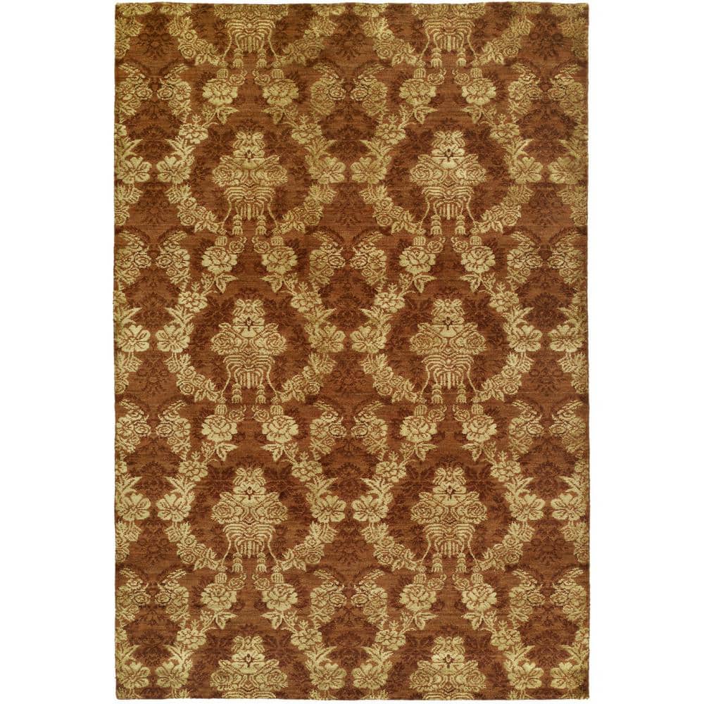 Kaleen Solomon 10 x 14 Gold Indoor Floral/Botanical Oriental Handcrafted Area Rug Kaleen Solomon 10 x 14 Gold Indoor Floral/Botanical Oriental Handcrafted Area Rug