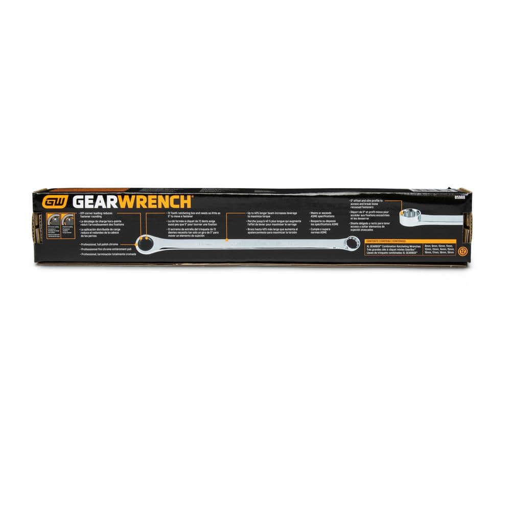 GEARWRENCH 72-Tooth 12 Point Metric XL GearBox Double Box Ratcheting Wrench Set (12-Piece)