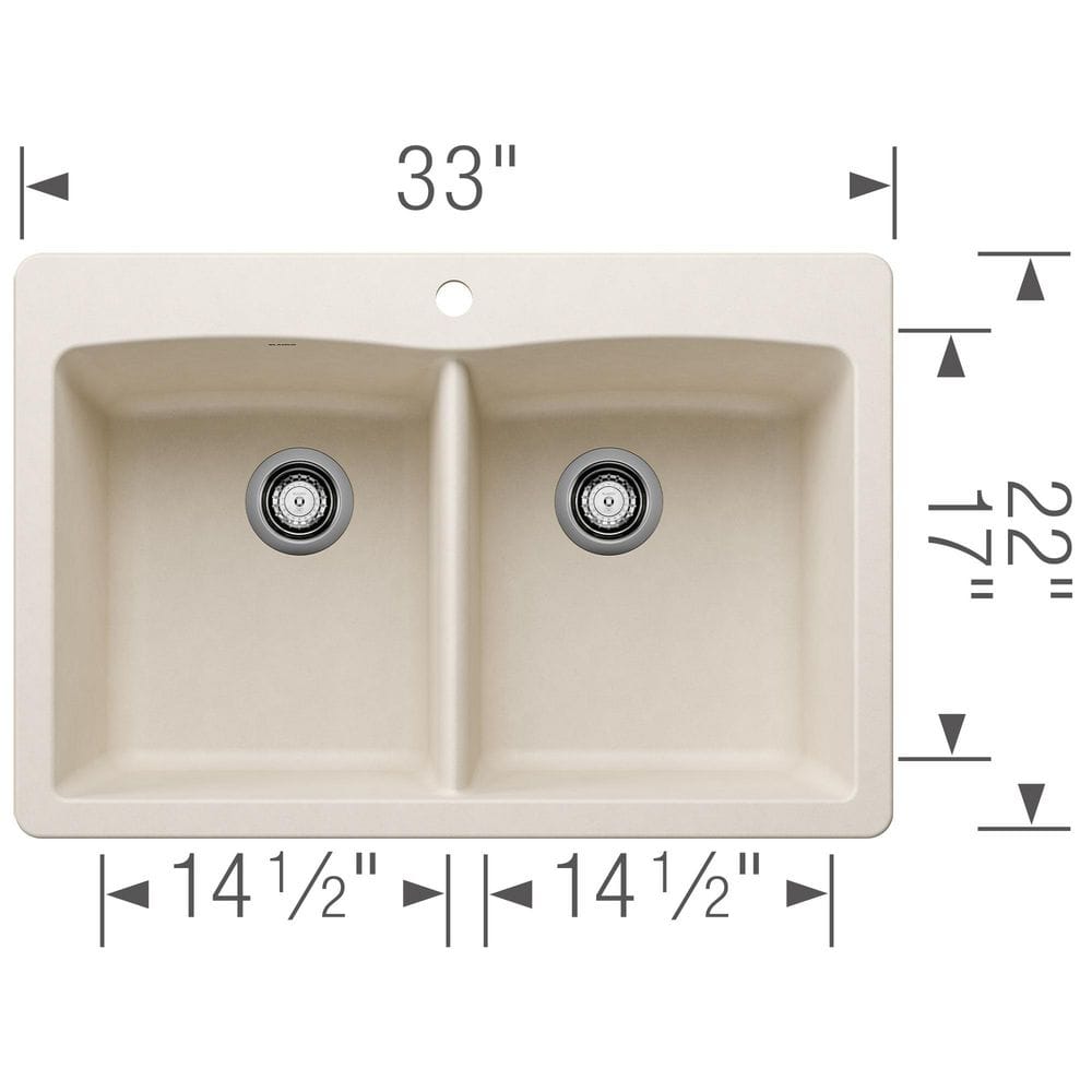 Soft White Stone Double Bowl Drop-In Kitchen Sink