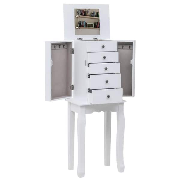 Karl home White Wood 13 in. W Jewelry Armoire with Drawers