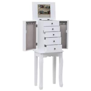 White Wood 13 in. W Jewelry Armoire with Drawers