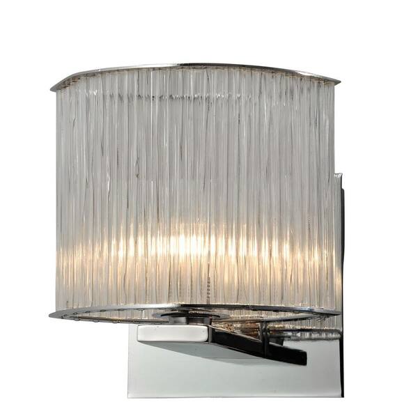 Alternating Current Array 1-Light Polished Chrome Oval Bath Vanity Light with Faceted Glass Rods