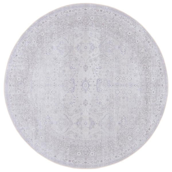 SAFAVIEH Tucson Beige 6 ft. x 6 ft. Machine Washable Border Floral Round Area Rug