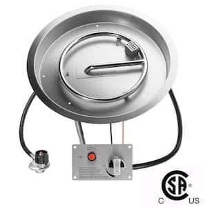 19 in. Round CSA Certified Fire Pit Burner Kit, Stainless Steel, Propane, Electronic Ignition