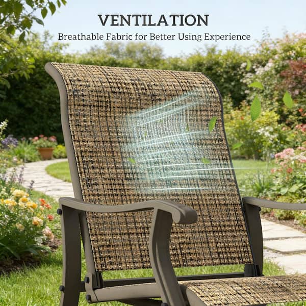Metal Outdoor Garden Glider Chair w/ Steel Frame and Mesh Fabric