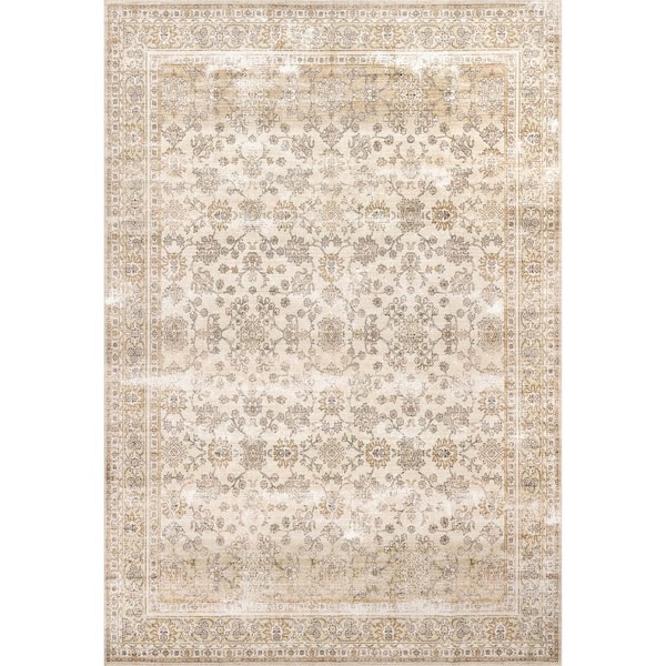 Deadra Vintage Floral Machine Washable Beige 2 ft. 6 in. x 8 ft. Indoor Runner Runner Rug
