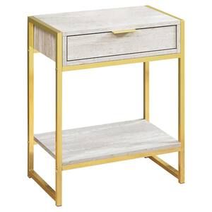 Jasmine 23.75 in. Beige/Gold Marble Particle Board and Mdf and Gold Metal Accent Table
