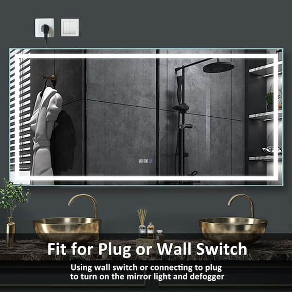 Modland Hans 72 in. W x 36 in. H Rectangular Frameless Dimmable Multi-Color Anti-Fog LED Wall Mount Bathroom Vanity Mirror